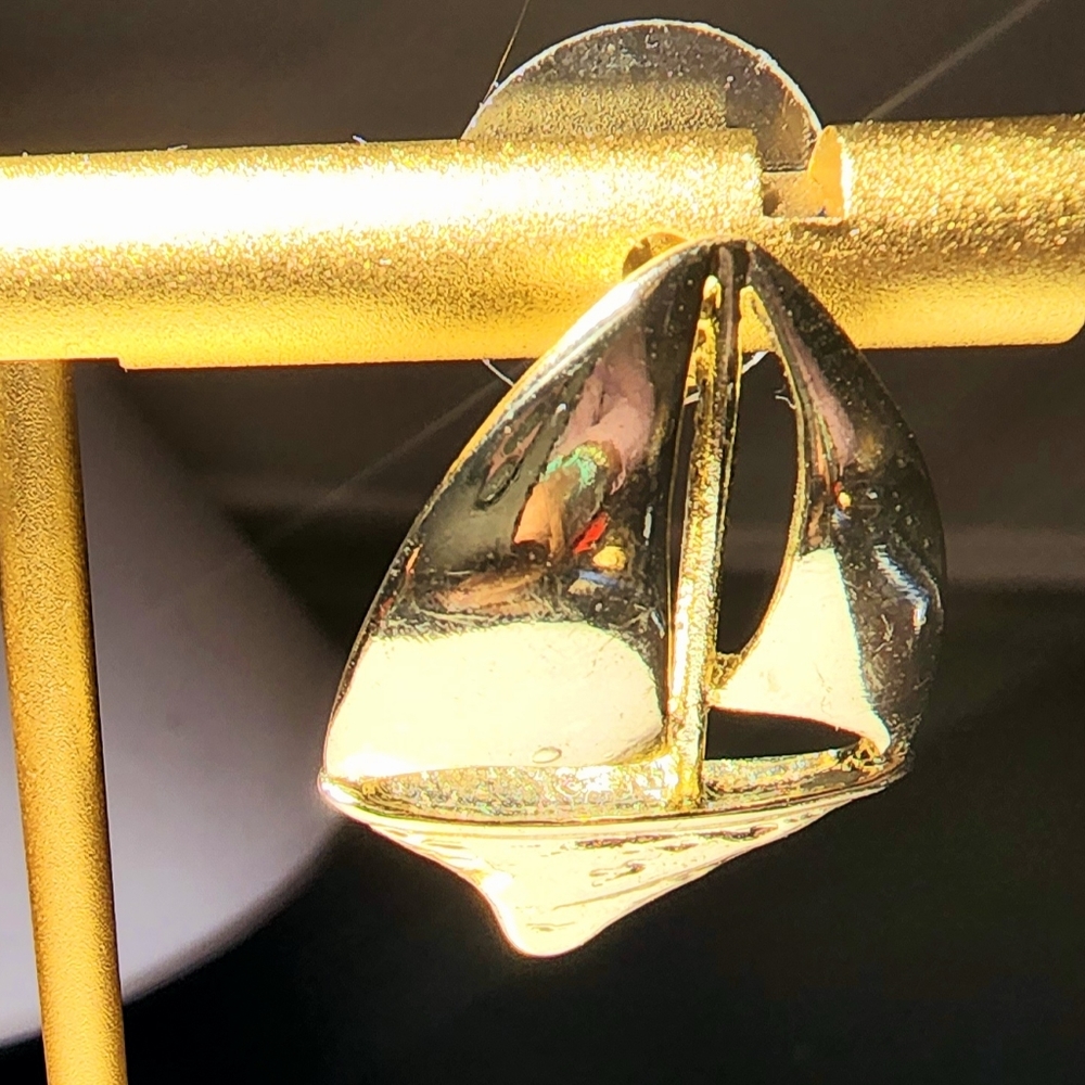 Gold sailboat Nautical Fornash earrings - Picture 6 of 7